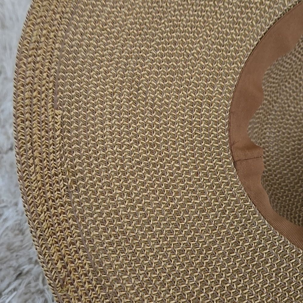 Natural Straw Floppy Hat sun fun sport vacation womens tan brown travel Visor - Picture 13 of 13